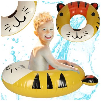 Inflatable swimming ring for kids, tiger print, 80 cm, up to 60 kg
