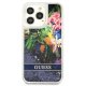 Guess iPhone 13 Pro Max vāciņš Flower Liquid Glitter Zils