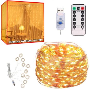 Рождественский Занавес, Лампочки, Гирлянда на Проволоке, 300 LED, 3x3...