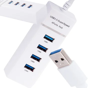 USB 3.0 sadalītājs, 4 porti, 5 Gbps, balts