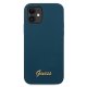 Guess iPhone 12 mini Case Silicone Vintage Gold Logo, Blue