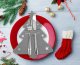 Cutlery Pockets, Christmas Tree, Grey Color, Set of 6 Pcs