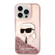 Karl Lagerfeld Liquid Glitter Karl\'s Head vāciņš iPhone 14 Pro - Rozā