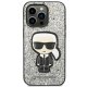 Karl Lagerfeld Glitter Flakes Ikonik vāciņš iPhone 14 Pro Max - Sudraba