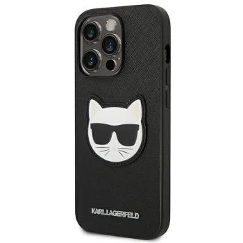 Karl Lagerfeld Saffiano Choupette Head Patch Case for iPhone 14 Pro Max Black