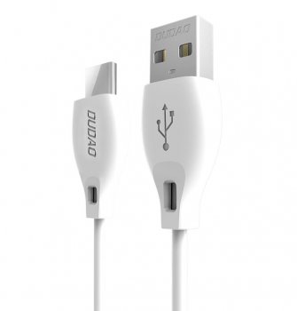 Dudao USB Type C Data Charging Cable 2.1A 1m, White | Lādētājvads, Datu Pārraides Kabelis