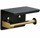 Tualetes Papīra Turētājs Ar Plauktu, Melns-Zelts | Toilet Paper Holder With Shelf