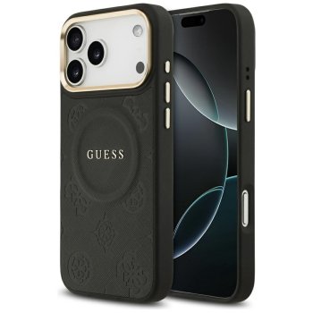 Guess Peony Hot Stamp MagSafe vāciņš iPhone 17 Pro Max - Melns | Phone Case Cover Black