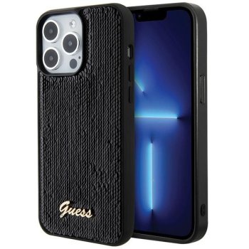 Guess iPhone 15 Pro Case Sequin Script Metal, Black