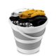 Massido MS-681 Collapsible Silicone Bucket with Lid and Strainer, 10 L, Grey