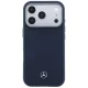 Mercedes Leather Semi Wrap Wood Effect MagSafe vāciņš iPhone 17 Pro Max, Navy Blue