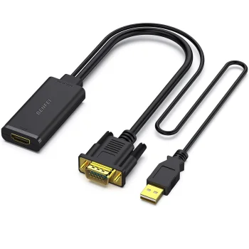 BENFEI VGA uz HDMI adapteris 1080p ar audio un USB barošanu, melns