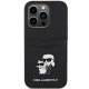 Karl Lagerfeld iPhone 15 Pro vāciņš Saffiano Cardslot Karl&Choupette, melns