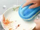 Universal Cleaning Sponge Brush with Handle, Blue