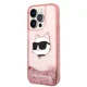 Karl Lagerfeld iPhone 14 Pro Case Liquid Glitter Choupette Pink