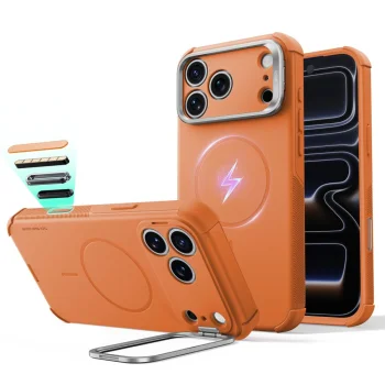 Чехол ESR Cyber Tough Kickstand MagSafe для iPhone 18 Pro / 17 Pro с подставкой, оранжевый