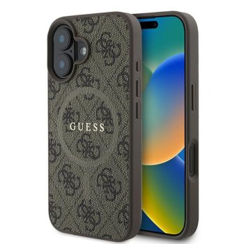 Guess 4G Ring Classic Logo MagSafe vāciņš Apple iPhone 16 Plus - Brūns