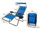 Dārza Pludmales Guļamkrēsls Atpūtas Saliekams Krēsls ar Saulessargu un Paliktni, Zils | Garden Beach Deck Chair...