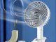Bezvadu galda ventilators ar klipsi, 3 ātrumi, balts-pelēks