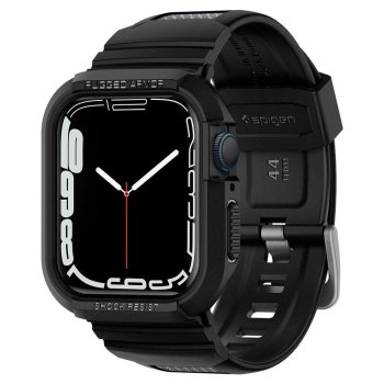 Spigen Apple Watch 4/5/6/7/8/SE (44/45mm) Case with Strap Rugged Armor Pro, Black