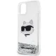 Karl Lagerfeld iPhone 11 / XR vāciņš Liquid Glitter Choupette Head, sudraba