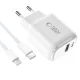 Tech-Protect NCA30 PD 30W QC3.0 USB-A / USB-C tīkla lādētājs ar kabeli - balts
