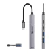 Orico YSB4-U2 USB-C centrmezgls 5-in-1 ar PD 65W, pelēks