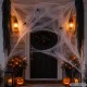 Artificial Spider Web with 4 Spiders, White, Halloween Decoration