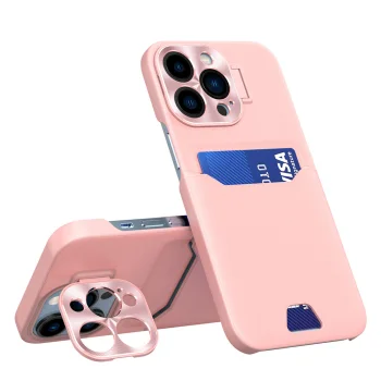 Hurtel iPhone 14 Pro Max Leather Stand Case with Card Slot, Pink