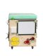 Educational Toy Wooden Manipulation Sensory Cube-Pouf on Wheels with Storage Space Busy Board
