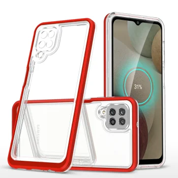 Vāciņš Samsung Galaxy A22 4G Hybrid Armor Clear 3 in 1, caurspīdīgs ar sarkanu rāmi