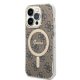 Apple iPhone 14 Pro Max 6.7\" Guess 4G Print MagSafe Case Cover (GUBPP14XH4EACSW) + Charger, Brown