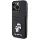 Karl Lagerfeld iPhone 15 Pro Case Saffiano Cardslot Karl&Choupette, Black