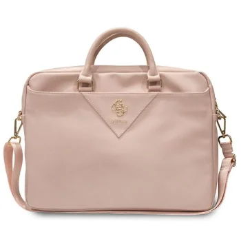 Guess klēpjdatora soma 16" ZIP Leather Triangle, rozā