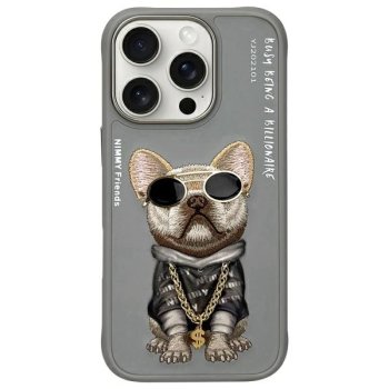 Nimmy iPhone 16 Pro Max vāciņš Glasses Cool Dog, pelēks