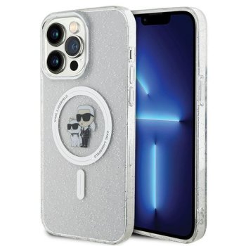 Apple iPhone 14 Pro Max 6.7" Karl Lagerfeld Karl&Choupette Glitter MagSafe Case Cover (KLHMP14XHGKCNOT), Silver |...
