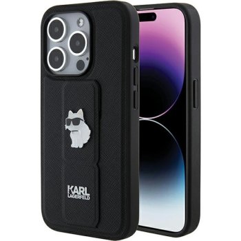 Karl Lagerfeld iPhone 15 Pro Max Case Gripstand Saffiano Choupette Pins, Black