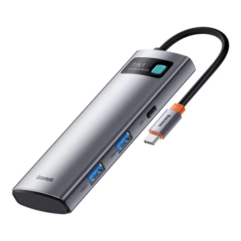Baseus Metal Gleam Series многофункциональный USB HUB 7-в-1 Type-C с HDMI, TF и PD...
