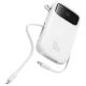 Baseus QPow 2 30W 10000mAh portatīvais lādētājs ar iebūvētiem USB-C kabeļiem - Balts | Power Bank With Built-In...