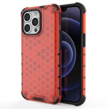 Гибридный чехол для iPhone 13 Pro с сотовым узором и TPU бампером,...
