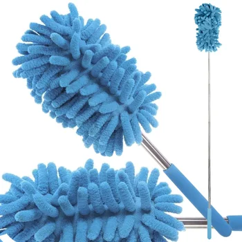 Teleskopiskā putekļu slotiņa no mikrošķiedras, 25-75 cm, zila