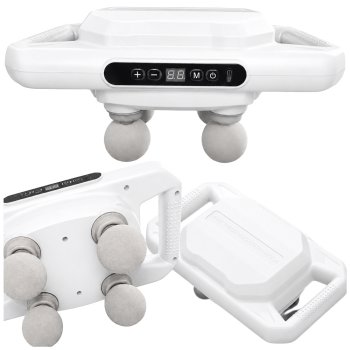 Jaudīgs ķermeņa masieris ar 4 galviņām, 20 ātrumiem un 6 režīmiem, USB-C, Balts