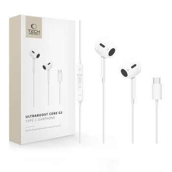 Tech-Protect Ultraboost Core G2 USB-C austiņas baltas