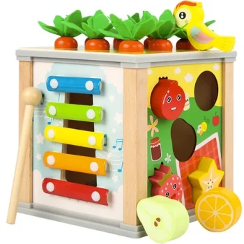 Koka Izglītojošais Kubs - Šķirotājs Kruzzel 22566 | Wooden Educational Cube Sorter