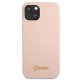 Guess iPhone 13 vāciņš Silicone Script Gold Logo Gaiši rozā