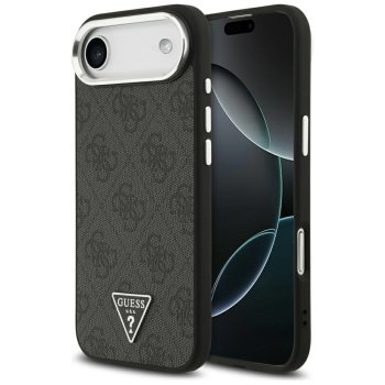 Guess iPhone 17 Air vāciņš 4G PU Leather Case with Triangle Logo, melns