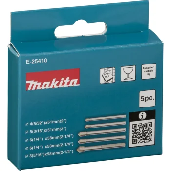 Набор сверл по стеклу и плитке Makita E-25410, 5 шт.