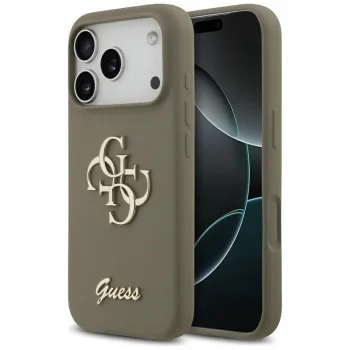 Guess iPhone 17 Pro Max vāciņš Silicone Big 4G Script, brūns