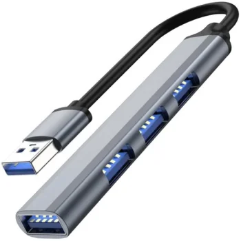 USB хаб 4 порта 3.0+2.0 в алюминиевом корпусе, серый
