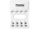 Maxday 704A2 AA/AAA akumulatoru lādētājs ar USB-C, 4 sloti, balts